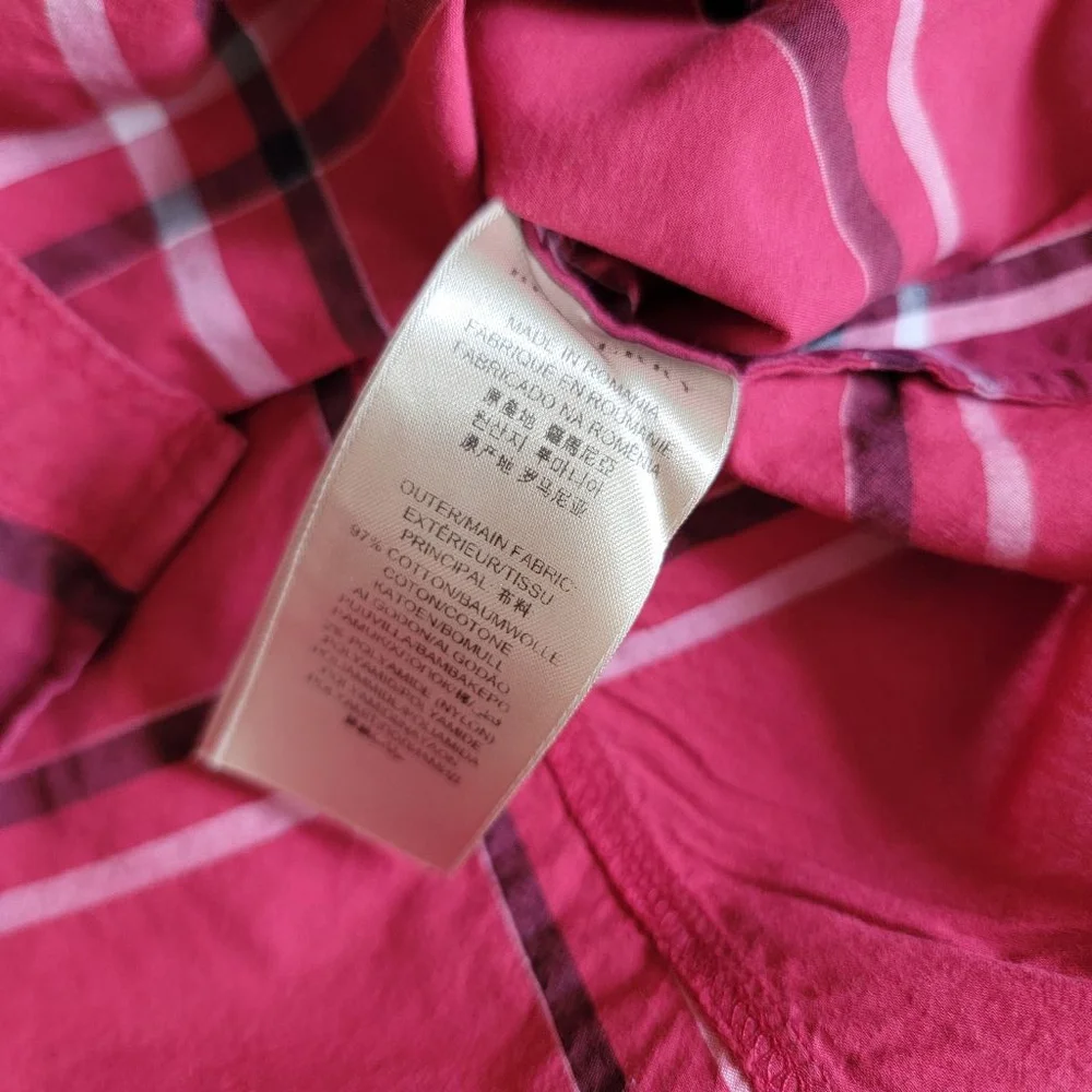 Burberry Brit Red House Check Collared Cotton Button Up Women's Small - Picture 6 of 6